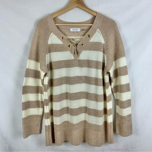 CALVIN KLEIN Striped Nautical Knit Summer Sweater‎ Sz XL
